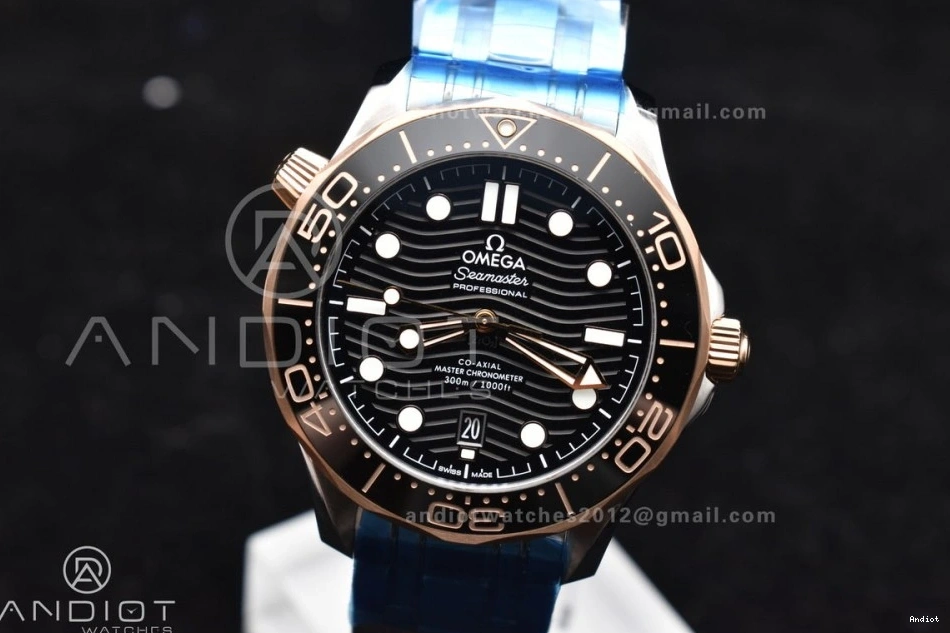 Ceramic A8800 Edition RG Seamaster Best Black SS on VSF Bracelet SS Black Diver Dial 300M 1:1 0104